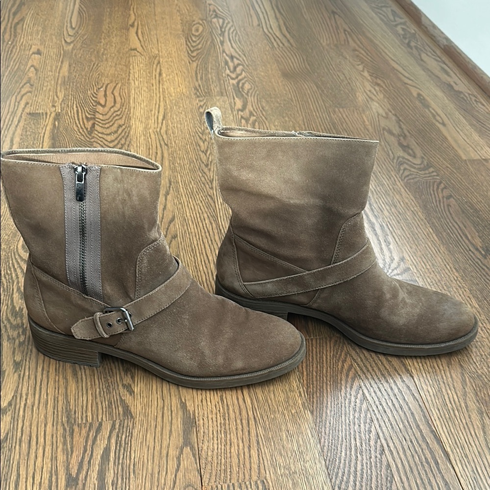 Brown Suede Ankle Boots - Size 10 - Like New!